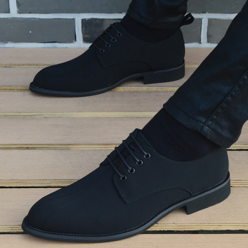 

Canvas Shoes for Men Popular Men's Lace-up Casual Pointed Trendy Leather Shoes Fashion Business Shoes Oxford Shoes Form Men