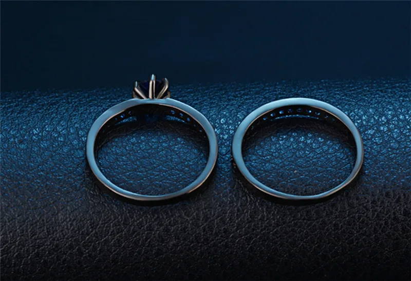 Не вызывает аллергию темно-синее нано-камнем комплекты обручальных колец