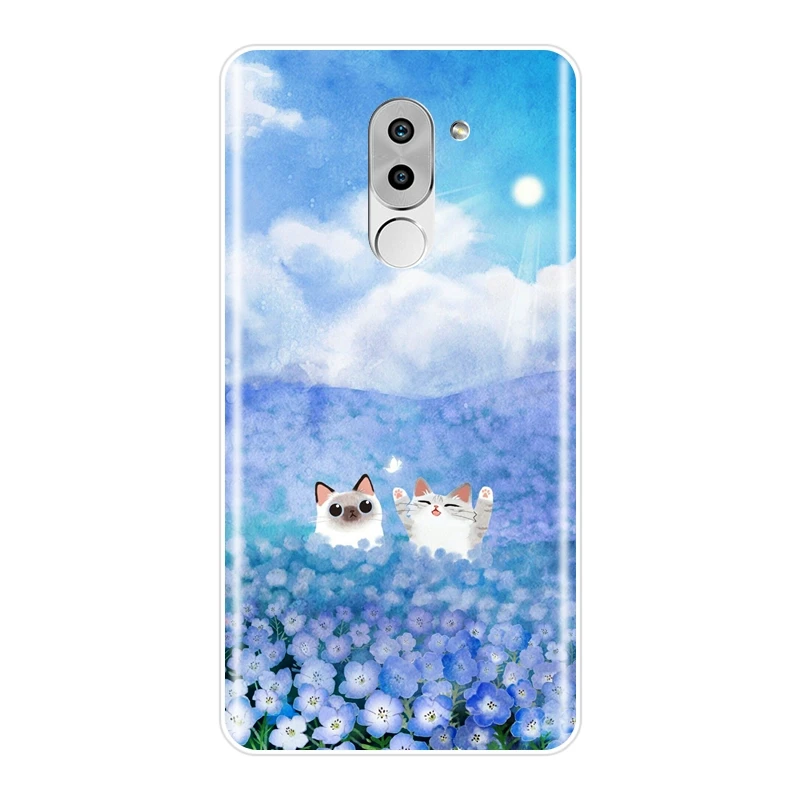 Чехол Kawaii для телефона с котом цветком подсолнухом Huawei Honor 6A 4C 5C 6C Pro силиконовая