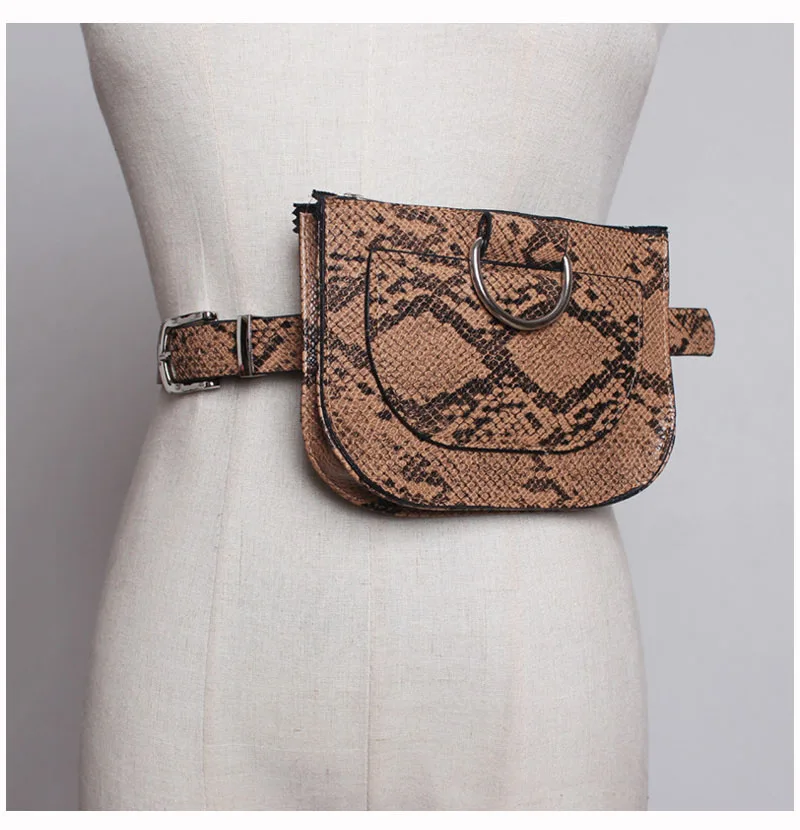 Brown Belt Bag Женская поясная сумка модная сумка на ремне под змеиную кожу Женская поясная сумка из искусственной кожи с узором под змеиную кожу женские нагрудные сумки кошелек для телефона - Цвет: Brown Belt Bag