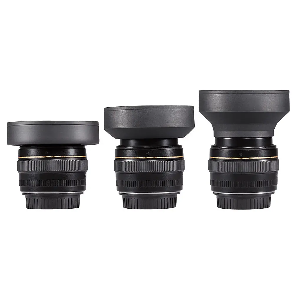 

58mm Three Way Rubber Collapsible Camera Lens Hood for Digital Film Camera Lens Accessories