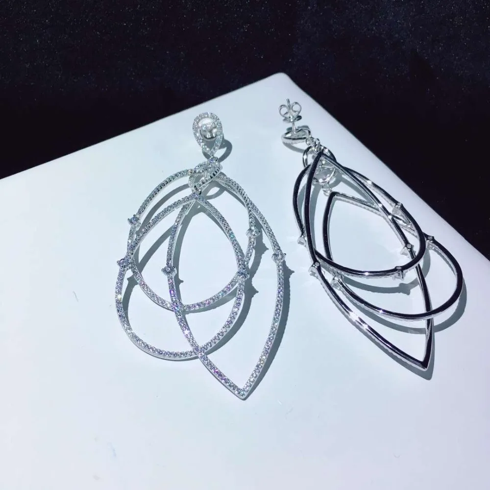 Женские серьги подвески из серебра 925 пробы с фианитами|Серьги-подвески| |