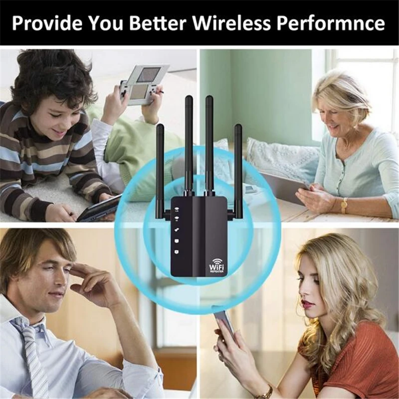 Усилитель сигнала KuWFi 1200 Мбит/с 4 внешних антенны 2 порта Ethernet и 5 ГГц | Компьютеры