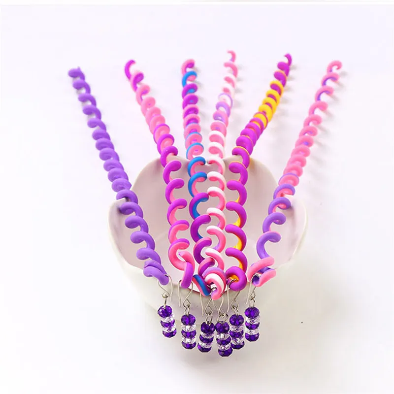 Purple Лучшее предложение; Новинка; 6 шт./компл. дети бигуди для волос косу волосы Стикеры для маленьких девочек от двух Инструменты для укладки волос украшения аксессуары для волос - Цвет: Purple