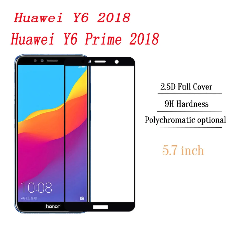 2 шт. 9H полное закаленное стекло для Huawei Y6 2018 Y7 Prime покрытие защитная пленка экрана