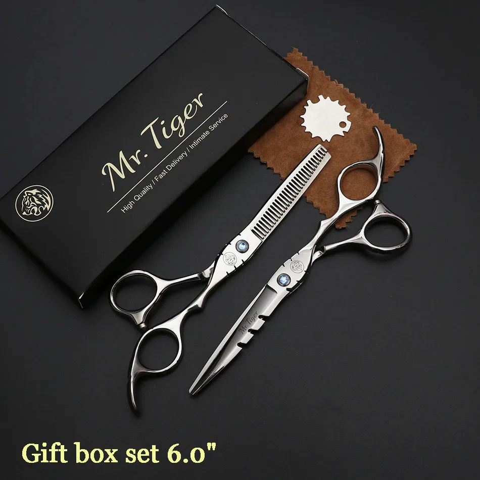 gift box set Япония Сталь 5,5 6,0 Профессиональный Парикмахерские ножницы набор ножниц для парикмахерской стрижки ножницы, ножницы стрижка - Цвет: gift box set