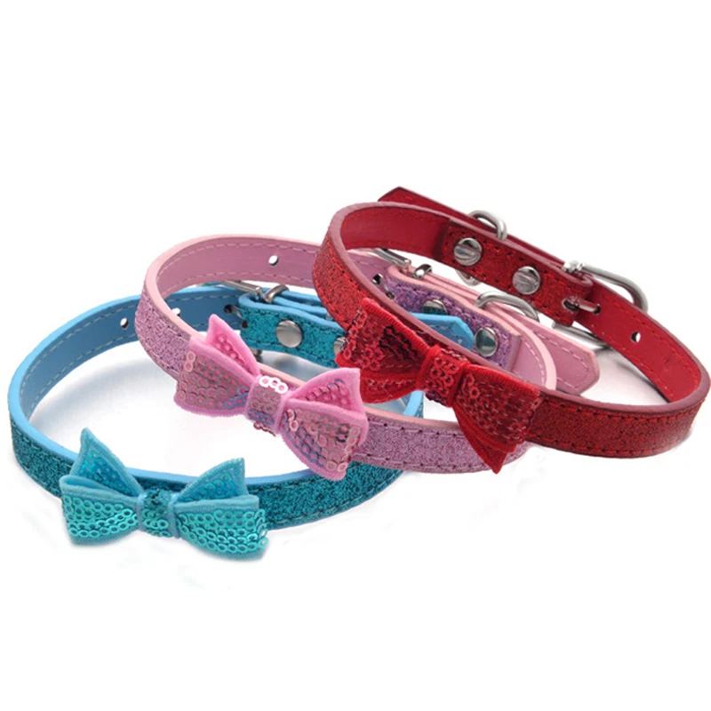 Розовый синий красный цвет вышивка бант ошейник для собак ошейники питомцев