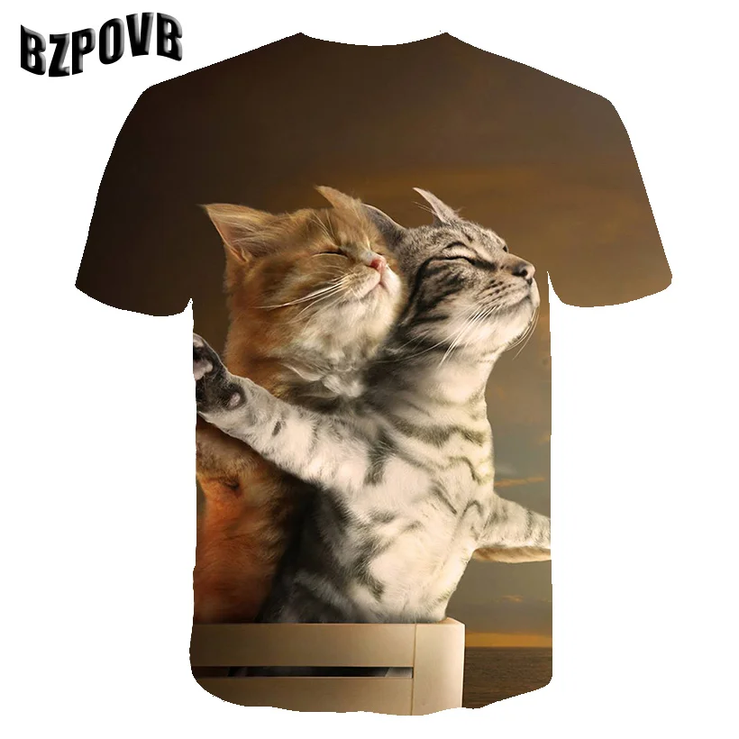 2019 новейшие мужские футболки galaxy space printed creative cat Мужская 3D футболка's