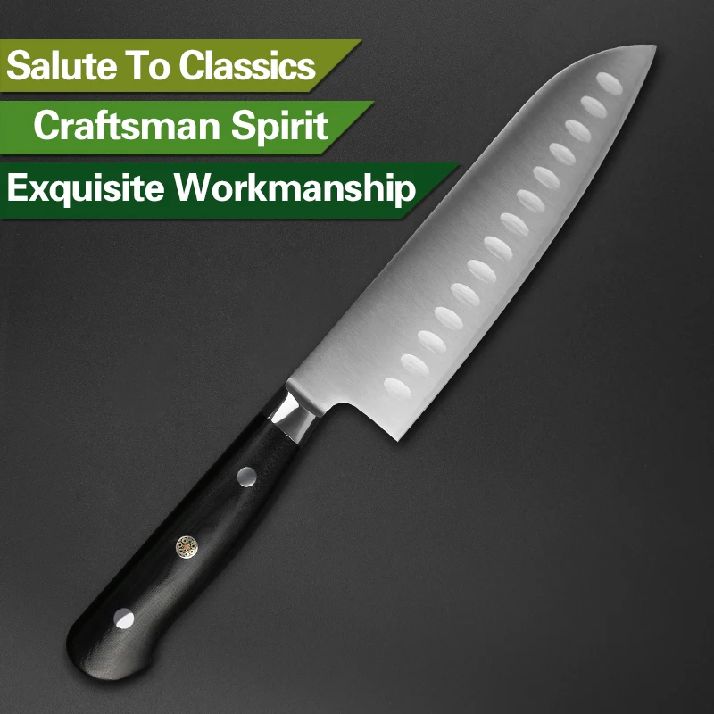 XINZUO 7 ''дюймовый нож Santoku 3 слоя 440C ядро Плакированные Стальные Кухонные ножи дело с мясом фрукты овощи с G10 Ручка