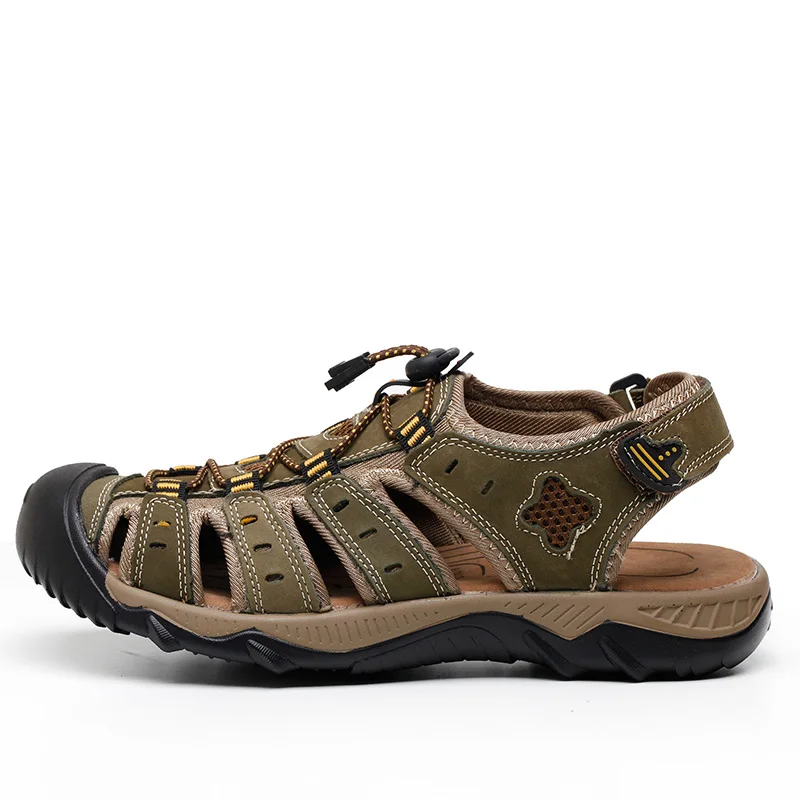 Upupper/мужские летние сандалии из натуральной кожи дышащие шлепанцы Повседневная