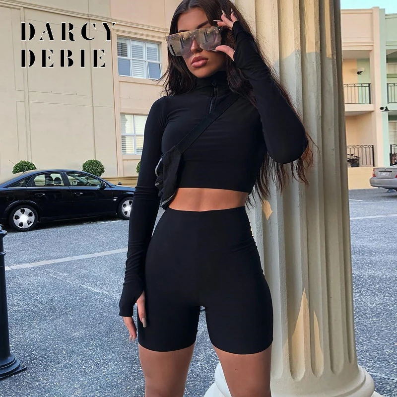 Осень 2020 черная пикантная женская спортивная одежда с длинным рукавом