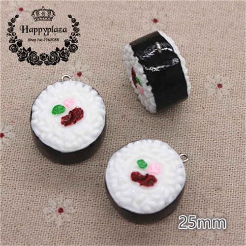 6pcs 6 шт. милый 3D смолы суши моделирование миниатюрный японский еда художественный амулет DIY ремесло украшения, около 25 мм - Цвет: 6pcs