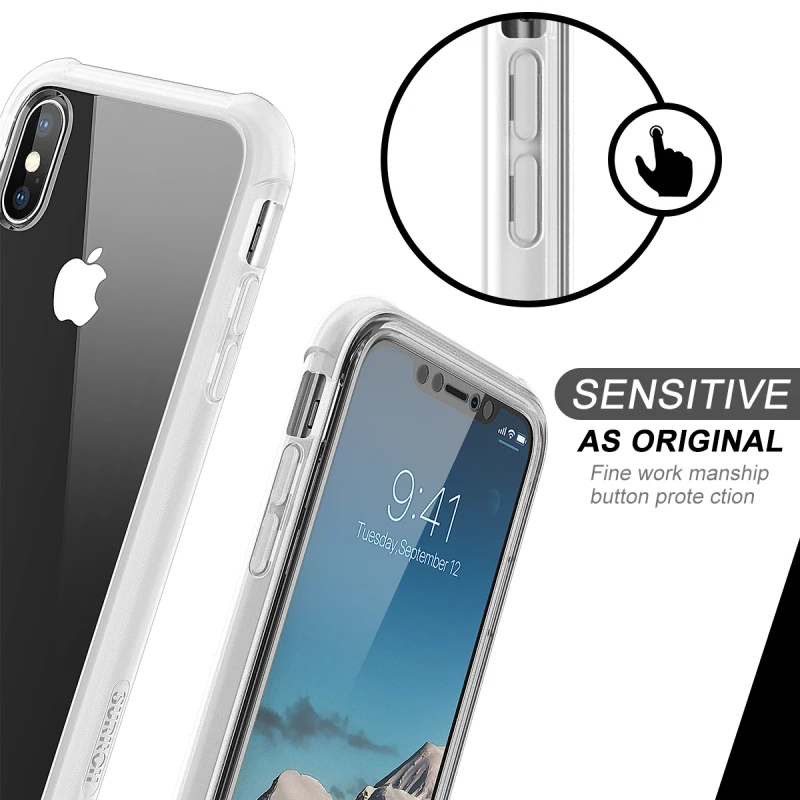 Прозрачный жесткий прозрачный чехол для iPhone XS XR бампер с полной защитой и