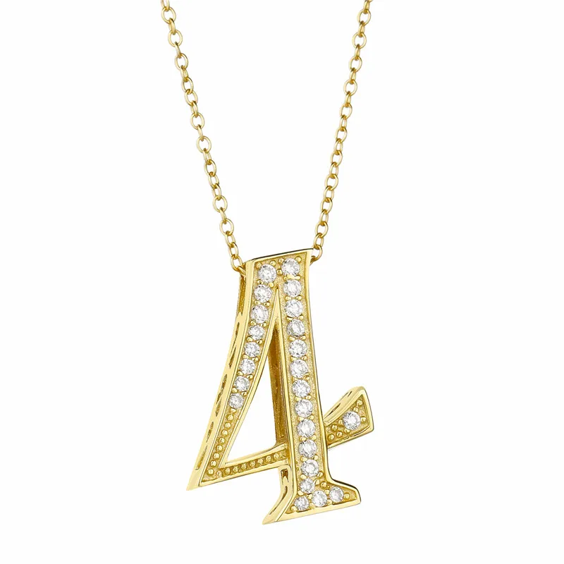 Gold 4 Necklace Lovecabin, Настоящее серебро, 925 пробы, цифра 7, 8, 9, ожерелье с кулоном для женщин, циркон, хорошее японское ожерелье с кулоном, цифра 1, 8 - Окраска металла: Gold 4 Necklace