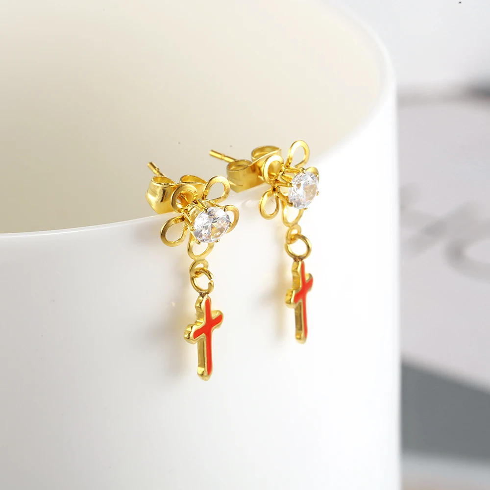 Женские серьги с крестом OUFEI ювелирные изделия из нержавеющей стали женские