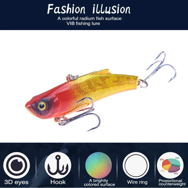 SEAPESCA 1pc Winter Ice Fishing VIB Lure 70mm 18g Quality Metal Hard Bait 3D Natural Eyes Wobblers Bass Pike Japan Pesca YA492 | Спорт и