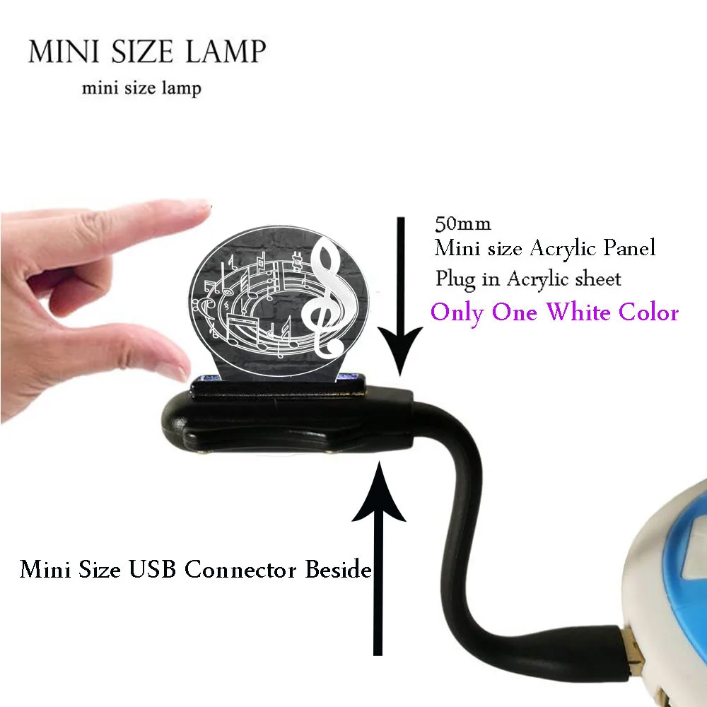 Mini USB Lamp 3D музыка блеск Примечания батарея мощность 7 цветов USB зарядка светодиодный Декор для детской комнаты сна стол ночь теплое настроение свет дети подарок игрушка - Испускаемый цвет: Mini USB Lamp