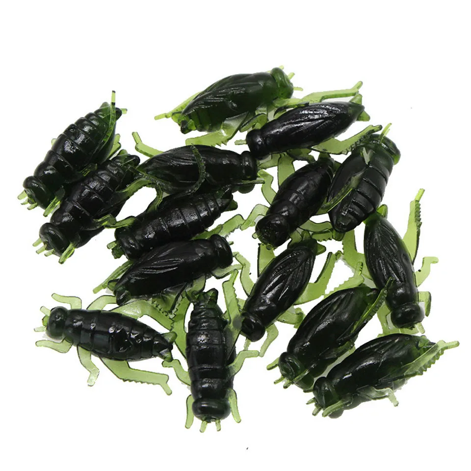 

20pcs/lot Cricket Fishing Lures Artificial Soft Insect Bait Pesca Lightweight Grasshopper Floating Ocean Wobblers Silicone Bait