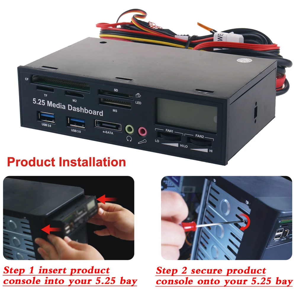 USB 3,0 кард-ридер e-SATA 5,2" все-в-1 pc приборная панель многофункциональная Передняя панель кард-ридер I/O порты для компьютера рабочего стола