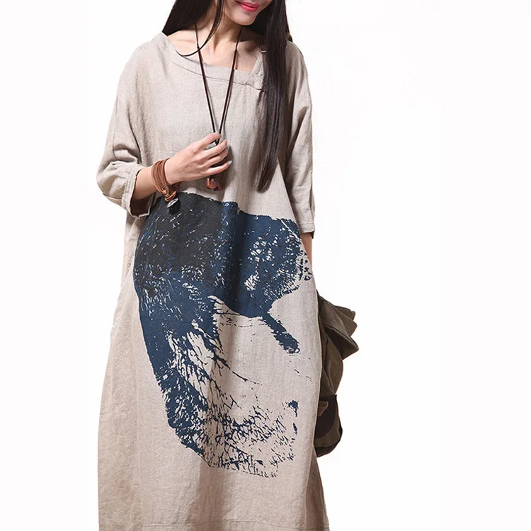 Повседневное простое длинное платье макси с длинными рукавами винтажное