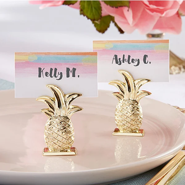 

Promotion 50pcs/lot Wedding Favors Gold Pineapple Place card holder Table decoration name card holder Free shipping
