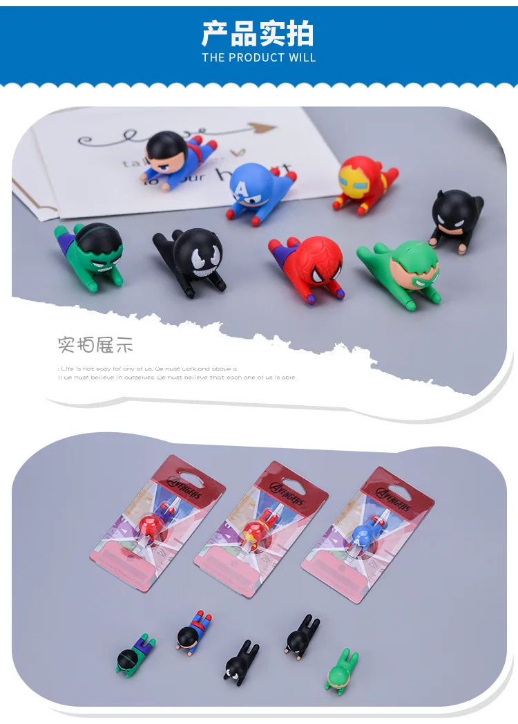 Кабель аксессуар для iphone 5 6 7 8 x USB кабель защиты кабель супергерой bite мультфильм USB зарядное устройство протектор сердцевины кабеля