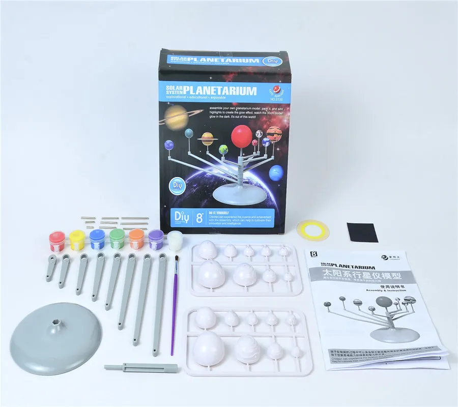 with original box Горячая солнечная система девять планет планетарий игрушки "Сделай своими руками" научная модель комплект развивающие игрушки Пособия по астрономии проекта игрушка для детей - Цвет: with original box