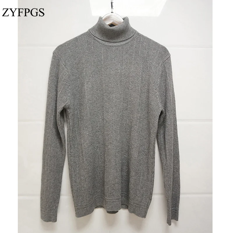 ZYFPGS 2018 Мужской осенне-зимний джемпер для мужчин однотонный Повседневный теплый