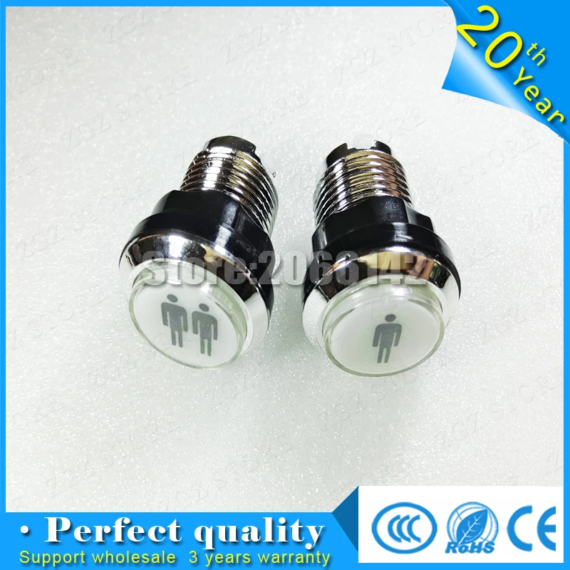 Бесплатная доставка хромированный с подсветкой 12 В светодиодный кнопка для