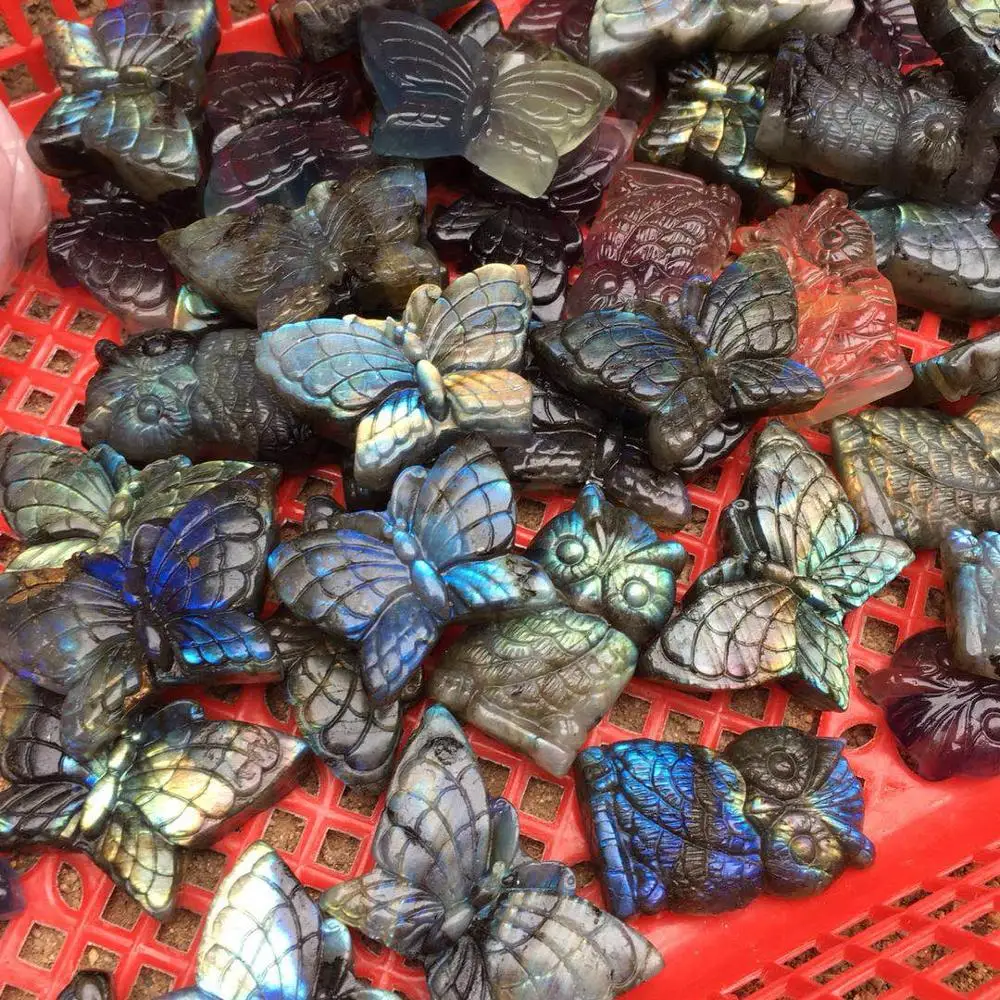 Лабрадоритовый кварц butterfly crystal образец камня рейки лечебный натуральный камень