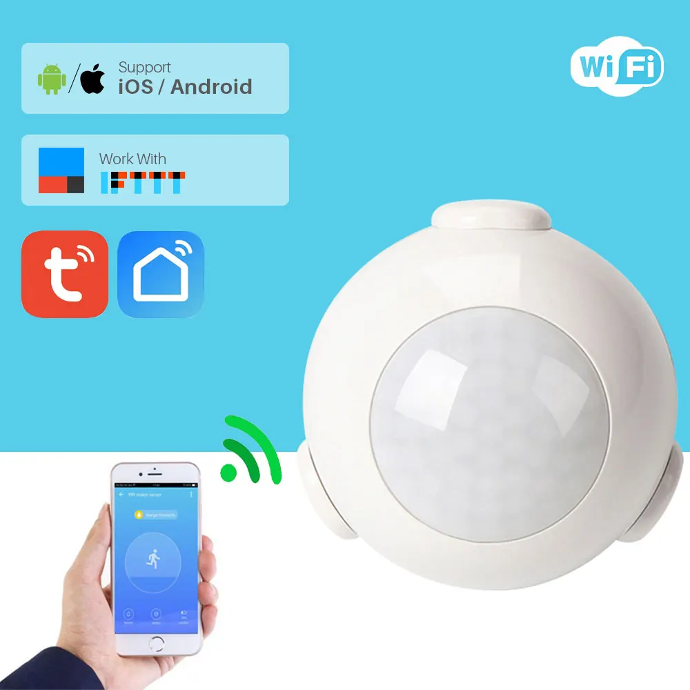 WiFi PIR датчик движения умный дом безопасности инфракрасный детектор без концентратора требуется управление через приложение Tuya Питание от батареи работает с IFTTT