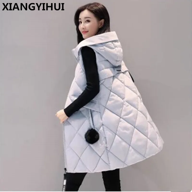 2017 warm winter jacket women Sleeveless down cotton coat Long zipper vest plus size fashion waistcoat Female Parkas L-3XL | Женская