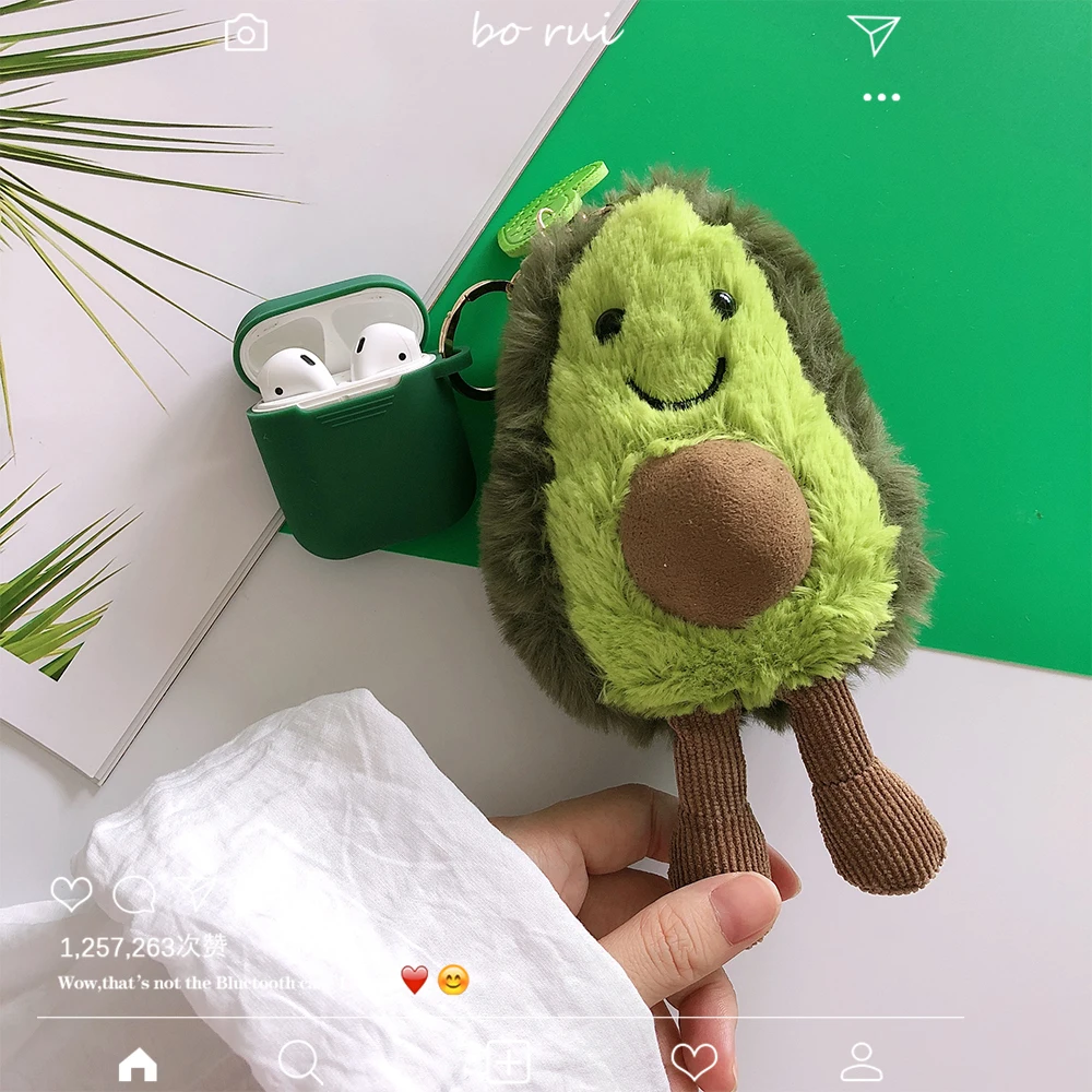 Милый мультфильм Плюшевый авокадо брелок кулон+ силиконовый защитный чехол для наушников для Apple Airpods 1 2 Наушники противоударный чехол