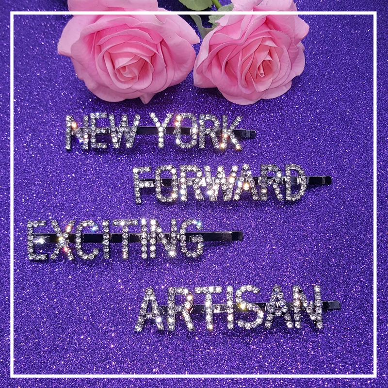 

Hottest Hair Accessories Crystal Word Hairclip Blingbling Letters Bobby Pins Hairslide High Quality Hair Jewelry Wholesale