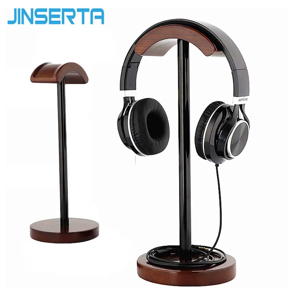 JINSERTA Portable Headphone Stand Wooden Practical Earphone Holder Headset Show Shelf Aluminum Bracket Support Device | Электроника