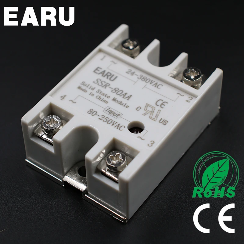 

Solid State Relay Module SSR-80AA SSR-80 AA SSR 80A 80-250VAC Input to 24-380VAC Output Industry Control