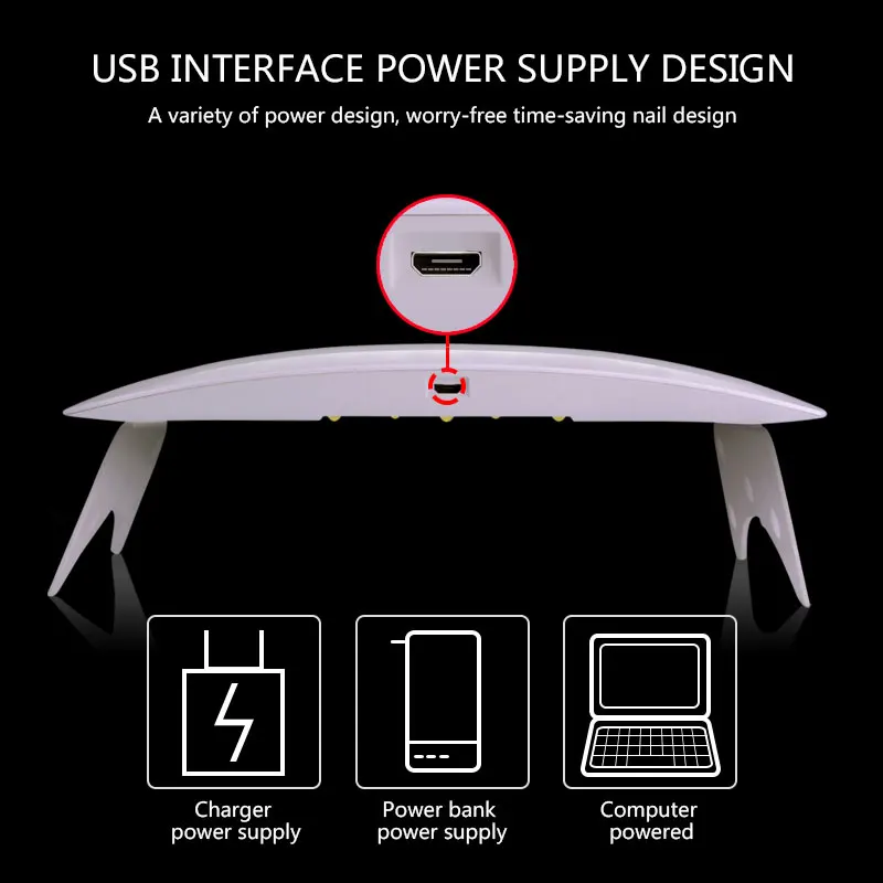 RS NAIL 24 Вт УФ светодиодная лампа для сушки ногтей Портативный USB кабель