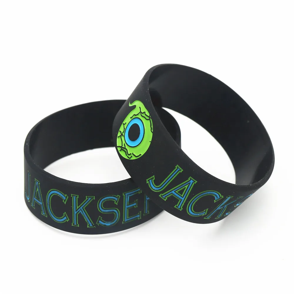 Black Горячая 1 шт. 1 дюйм чернила с логотипом JACKSEPTICEYE силиконовый браслет широкие зеленые глаза игры браслет и Bangels для подарков SH202 - Окраска металла: Black