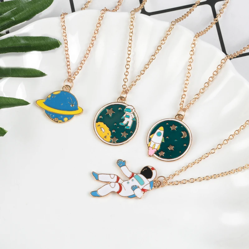 Модные астронавт планета подвеска ракета ожерелье детское из металла длинная