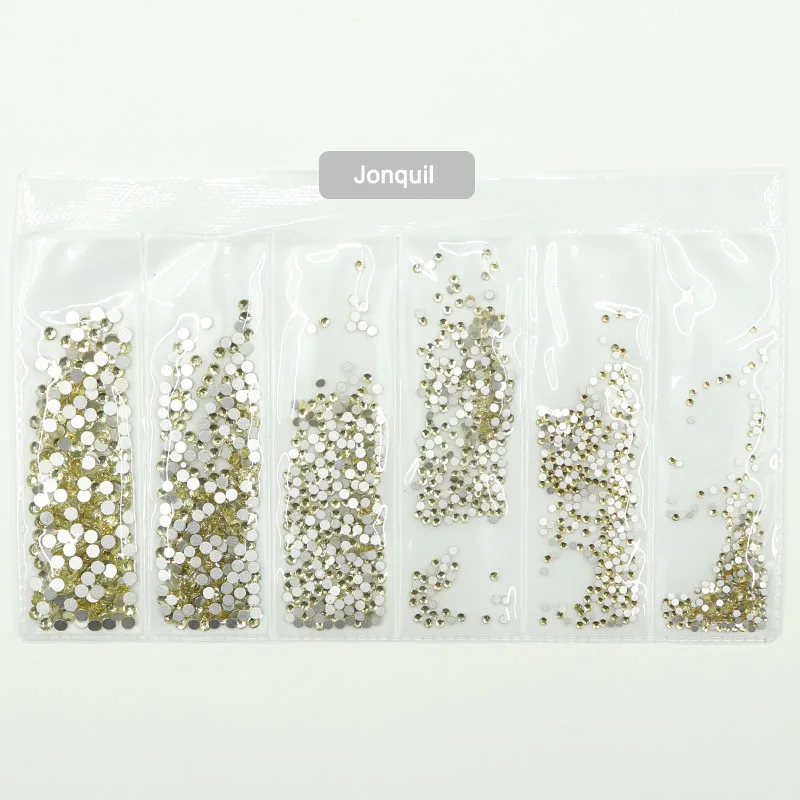 Jonquil SS3-SS10 стеклянные кристаллы для ногтей Стразы для шармов дизайн ногтей декоративная перегородка AB Цвет Стразы японский дизайн ногтей - Цвет: Jonquil