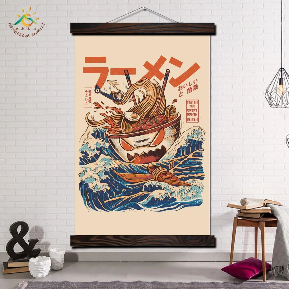 

Great Ramen Off Kanagawa Modern Canvas Art Prints Poster Wall Painting Scroll Painting Artwork Wall Art Pictures Home Decoration