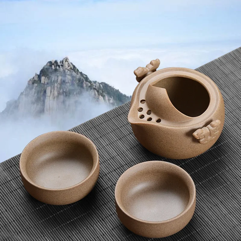 Грубая керамика быстрые чашки кунг-фу чай с горшком из двух чашек легко чайник