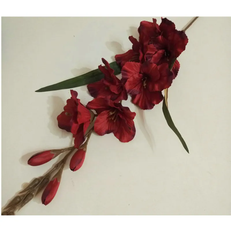 wine red XUELY искусственный цветок осенний гладиолус Орхидея искусственный цветок растение свадебное торжество домашнее Горшечное украшение искусственные цветы - Цвет: wine red