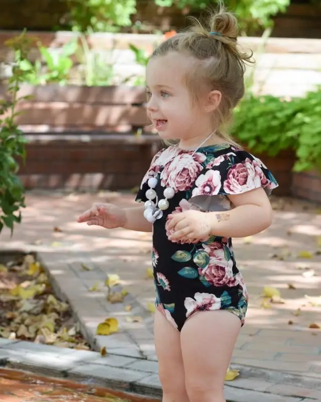 Newborn Infant Baby Girl Summer floral short sleeve Bodysuit Jumpsuit Outfits Sunsuit Clothes