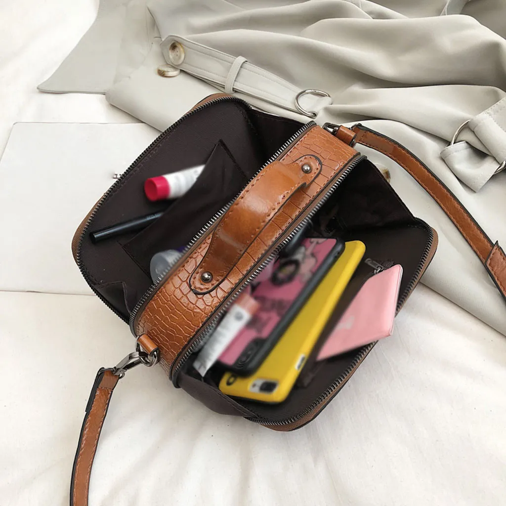 

Fashion Lady Solid Color Crocodile Pattern Leather Shoulder Bag Tote Bag Joker Messenger Crossbody Bag Female Bags bolsa +