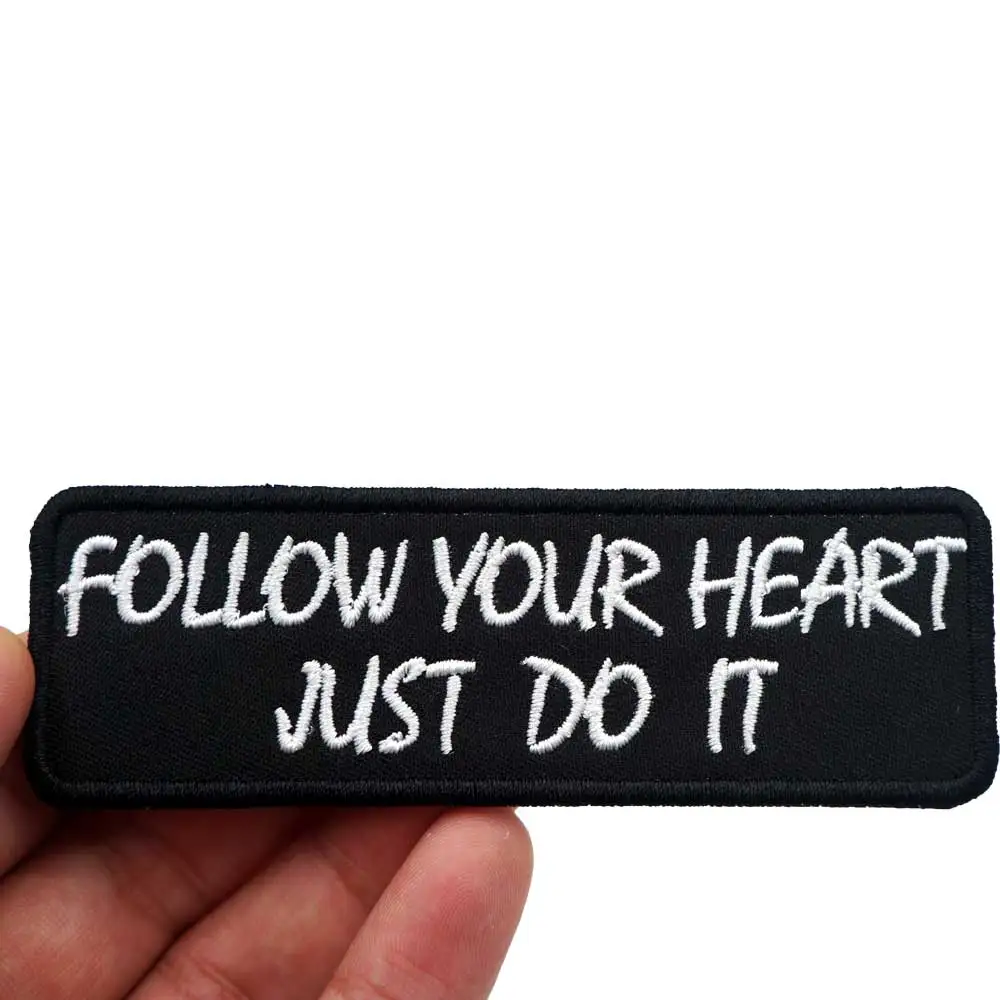 Надпись FOLLOW YOUR HEART JUST FK IT именная бирка забавные байкерские мотоциклетные нашивки
