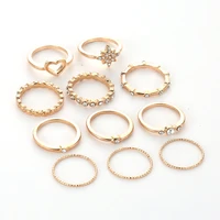 2 kinds creative starry bling crystal moon shape golden eleven pcsset eight pcsset midi rings for women
