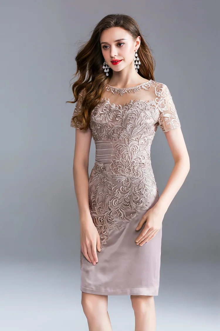 apricot Xxxl платья Vestidos Женские коктейльные вечерние летние женские сексуальные прозрачные сетчатые платья с вышивкой с коротким рукавом облегающее платье - Цвет: apricot