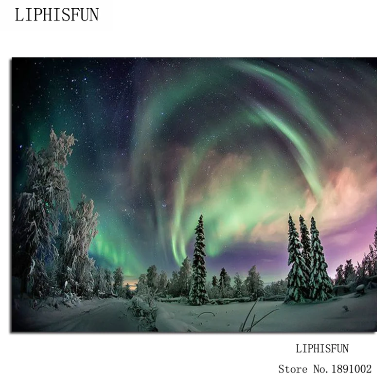 

Далеко вид Aurora Borealis DIY алмаз живопись Вышивка крестик площадь дрель полный горный хрусталь алмаз