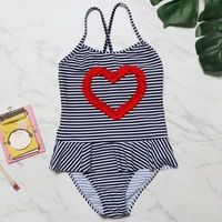 2019 baby girls swimwear summer kids bikini swimsuit outfits beach clothing childrens striped heart shape flower bathing suit
